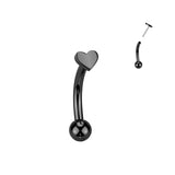 Titanium Threadless Push In Curved Eyebrow Barbell With Heart Top