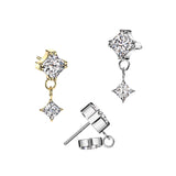 Prong Set Diamond CZ Top With Prong Set Diamond CZ Dangle