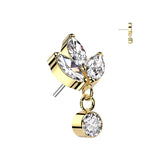 3 Marquise CZ With Round Bezel Set CZ Dangle Top