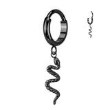 Titanium Hinged 2mm Wide Dome Segment Hoop Ring With Snake Dangle