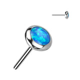 Implant Grade Titanium Threadless Push In Round Flat Bezel Set CZ or Opal Top