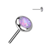 Implant Grade Titanium Threadless Push In Round Flat Bezel Set CZ or Opal Top