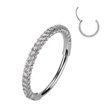 Hinged Segment 20G Nose Ring With 3 Pave CZ Sides