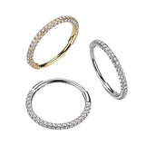 Hinged Segment 20G Nose Ring With 3 Pave CZ Sides