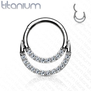 Hinged Segment Hoop Ring with Double Lined CZ